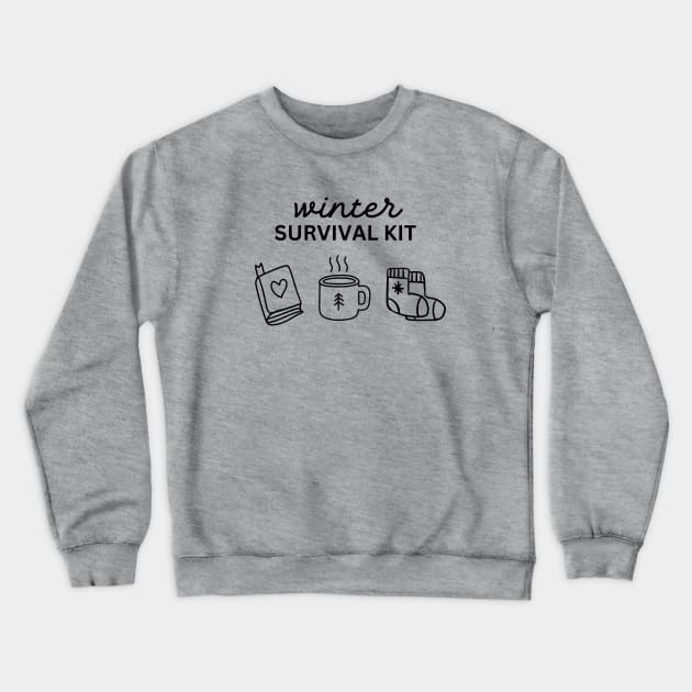 Winter Survival Kit: Good Books, Coffee & Cute Socks Crewneck Sweatshirt by FlutterPrintPro